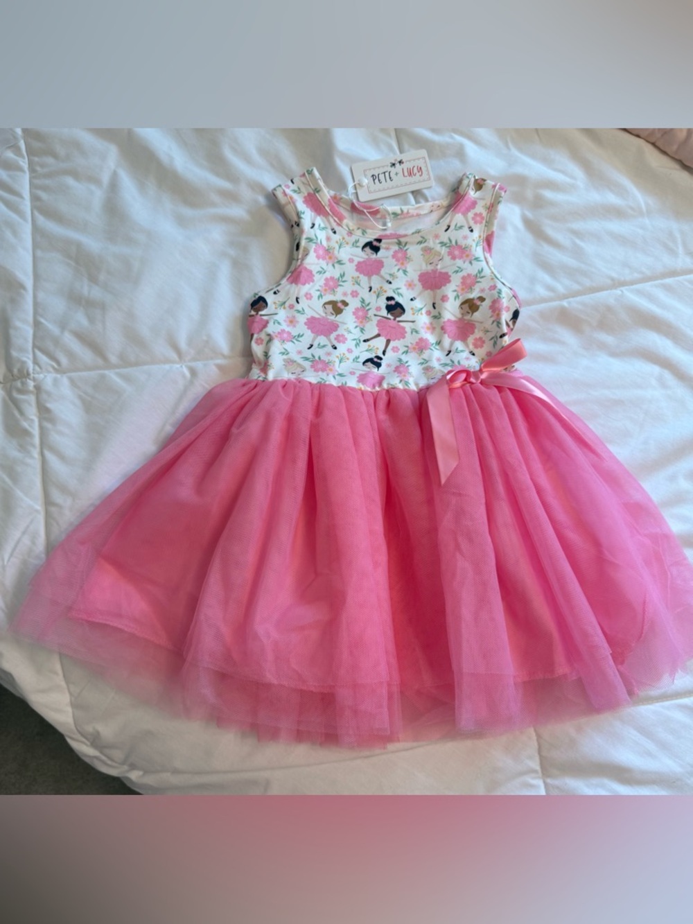 Pete & Lucy Pink Tulle Ballerina Floral Toddler Dress NWT